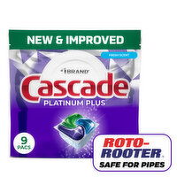 Cascade Platinum Plus Dishwasher Pods, Fresh - 9 Each