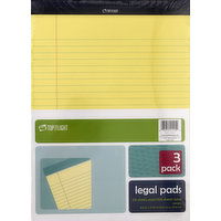 Top Flight Legal Pads, Canary, 3 Pack, 3 Each