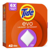 Tide Tide evo Laundry Detergent Fiber Tiles, Spring Blast Scent, 42 ct, No Fillers. No Extra Water. Just Tide Clean. Real Laundry Magic - 42 Each