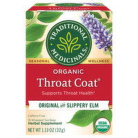 Traditional Medicinals Throat Coat, Organic, Original with Slippery Elm, Caffeine Free, Tea Bags - 16 Each