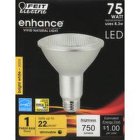 Feit Electric Light Bulb, LED, Bright White, 7.2 Watts - 1 Each