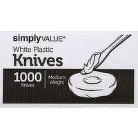 Simply Value Knives, White Plastic, Medium Weight - 1000 Each