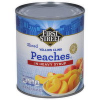 First Street Peaches, In Heavy Syrup, Yellow Cling, Sliced, 29 Ounce