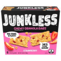 Junkless Granola Bars, Strawberry, Chewy - 6 Each