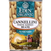 Eden Kidney Beans, No Salt Added, White, Cannellini - 15 Ounce