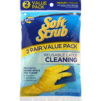 Soft Scrub Gloves, Cleaning, Reusable Latex, Medium, Value Pack - 2 Each