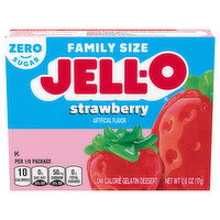 Jell-O Low Calorie Zero Sugar Strawberry Gelatin Dessert Family Size - 0.6 Ounce