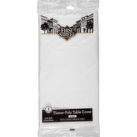 First Street Table Cover, Tissue-Poly, White, 3-Ply, 1 Each