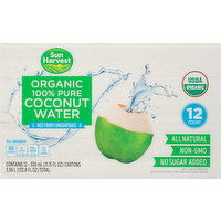 Sun Harvest Coconut Water, Organic, 100% Pure, 12 Each