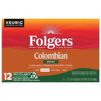 Folgers Coffee, Colombian, Medium, Decaf - 12 Each