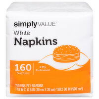 Simply Value Napkins, White, One-Ply, 160 Each