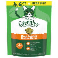 Feline Greenies Treats for Cats, Oven-Roasted Chicken Flavor, Mega Size - 4.6 Ounce