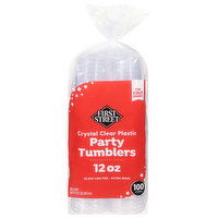 First Street Party Tumblers, Plastic, Crystal Clear, 12 Ounce - 100 Each