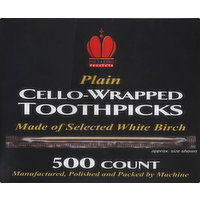 Poly King Toothpicks, Plain, Cello-Wrapped - 500 Each