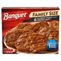 Banquet Salisbury Steaks & Brown Gravy, Family Size, 6 Each