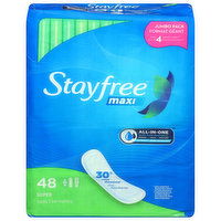 Stayfree Pads, Maxi, Super, Jumbo Pack - 48 Each