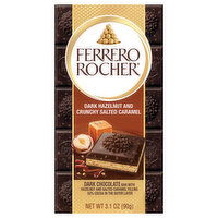 Ferrero Rocher Dark Chocolate Bar, Hazelnut and Crunchy Salted Caramel, 3.1 Ounce