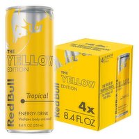 Red Bull Yellow Edition Energy Drink, Tropical, 80mg Caffeine, 8.4 fl oz - 4 Each