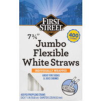 First Street Straws, White, Jumbo, Flexible, 7.75 Inch - 400 Each