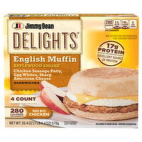 Jimmy Dean Sandwiches, Applewood Smoke Chicken Sausage Patty, Egg Whites, Sharp American Cheese, English Muffin - 4 Each