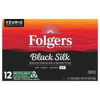 Folgers Coffee, Dark, Black Silk - 12 Each