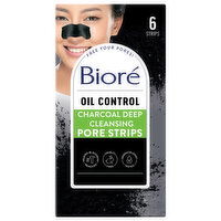 Biore Pore Strips, Deep Cleansing, Charcoal, Oil Control - 6 Each