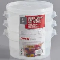 Cambro Round Food Container with lid 2 qt, 3 Each