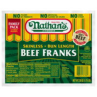 Nathan's Famous Beef Franks, Skinless, Bun Length, Family Pack - 14 Each