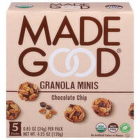 MadeGood Granola Minis, Chocolate Chip, 5 Pack - 4.25 Ounce