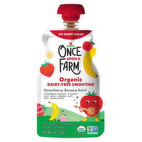 Once Upon a Farm Smoothie, Dairy-Free, Organic, Strawberry Banana Swirl - 4 Ounce