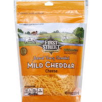 First Street Cheese, Mild Cheddar, Natural Fancy Shredded, 8 Ounce