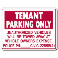 Tenant Parking Only Sign 1 ct - 1 Each