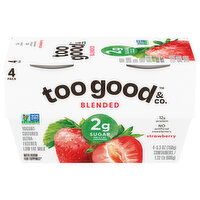 Too Good & Co. Yogurt, Blended, Low Fat Milk, Ultra-Filtered, Cultured, Strawberry, 4 Pack