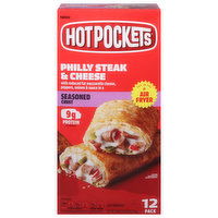 Hot Pockets Sandwiches, Seasoned Crust, Philly Steak & Cheese, 12 Pack, 12 Each