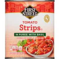 First Street Tomato Strips in Puree with Basil - 28 Ounce