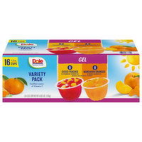 Dole Fruit Bowls, Diced Peaches/Mandarin Oranges, Gel, Variety Pack, 16 Each