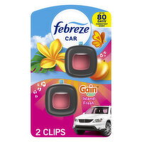 Febreze Car Air Freshener Vent Clip Gain Island Fresh Scent, 2 Count