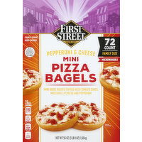 First Street Pizza Bagels, Pepperoni & Cheese, Mini, Family Size, 72 Each