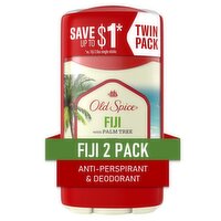 Old Spice Antiperspirant Deodorant for Men Fiji, 2.6 oz Twin Pack, 2.6 Ounce