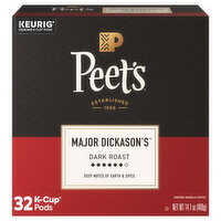 Peet's K-Cup Pods Ground Dark Roast Major Dickason's Coffee - 32 Each
