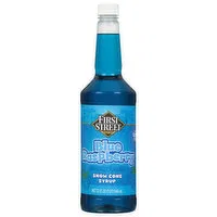 First Street Snow Cone Syrup, Blue Rasberry Flavored, 32 Fluid ounce