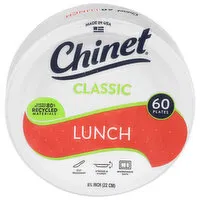 Chinet Plates, Lunch, 8.75 Inch, 60 Each