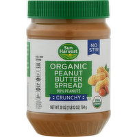 Sun Harvest Peanut Butter Spread, Organic, Crunchy, 28 Ounce