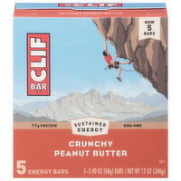 Clif Bar Energy Bars, Crunchy Peanut Butter, 5 Each