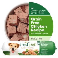 Freshpet Healthy & Natural Dog Food, Fresh Grain Free Chicken Roll, 1.5lb - 1.5 Pound