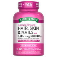 Nature's Truth Softgels Superior Strength 5,000 mcg Hair, Skin & Nails with Biotin - 165 Each