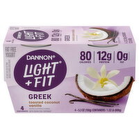 Light + Fit Toasted Coconut Vanilla Fat Free Greek Yogurt - 6 Ounce