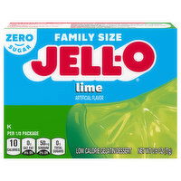 Jell-O Gelatin Dessert, Low Calorie, Zero Sugar, Lime, Family Size, 0.6 Ounce