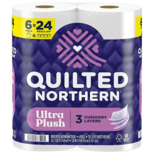 Quilted Northern Toilet Paper, Unscented, Mega Rolls, 3-Ply Image 1 of 4