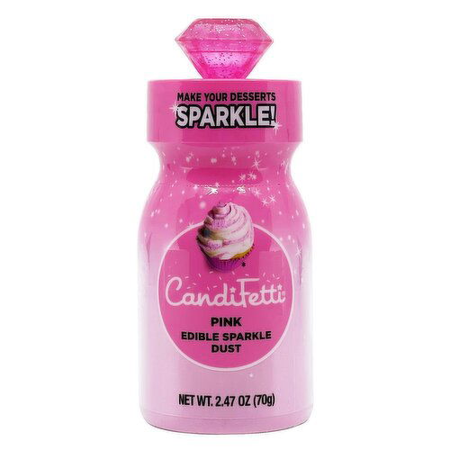CandiFetti Pink Edible Sparkle Dust w/Figural Lid